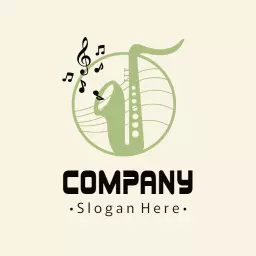 Elegant Green Saxophone Representing Jazz Music Company Logo Template