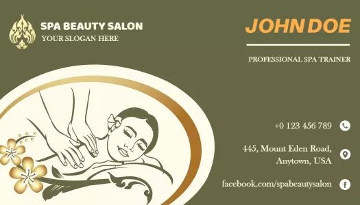 Elegant Green Spa and Beauty Salon Professional Business Card Template