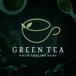 Elegant Green Tea Cup Design Emphasizing Serenity Logo Template
