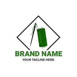 Elegant Green Thread and Needle Design Embracing Embroidery Logo Template