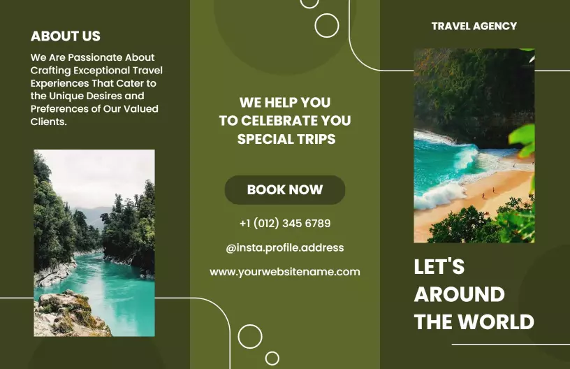 Elegant Green Travel Agency Services and Destinations Brochure Template