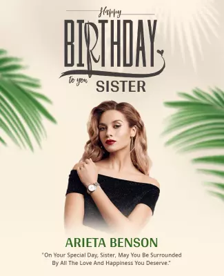 Elegant Green Tropical Birthday Celebration Poster Template