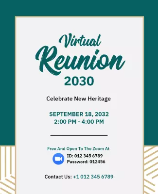 Elegant Green Virtual Reunion Celebration Poster Template