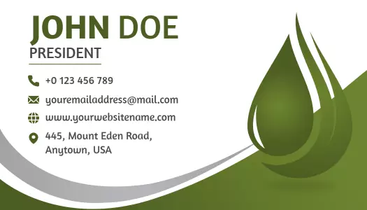 Elegant Green Water Drop Design Visiting Card Template