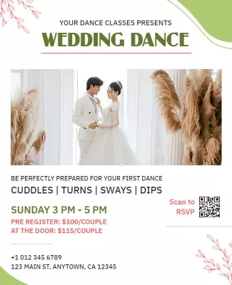 Elegant Green Wedding Dance Class Preparation Poster Template