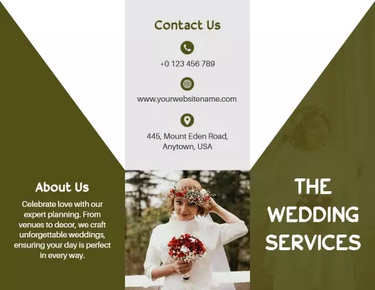Elegant Green Wedding Planning and Services Brochure Template
