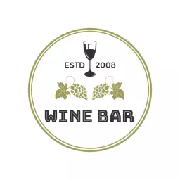 Elegant Green Wine Glass with Grapes Feature in Wine Bar Logo Template