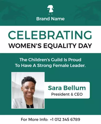 Elegant Green Women's Equality Day Celebration Poster Template