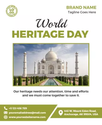 Elegant Green World Heritage Day Awareness Poster Template