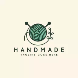 Elegant Green Yarn Illustration for Handmade Crafts Logo Template