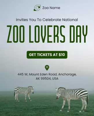 Elegant Green Zoo Lovers Celebration Invitation Poster Template