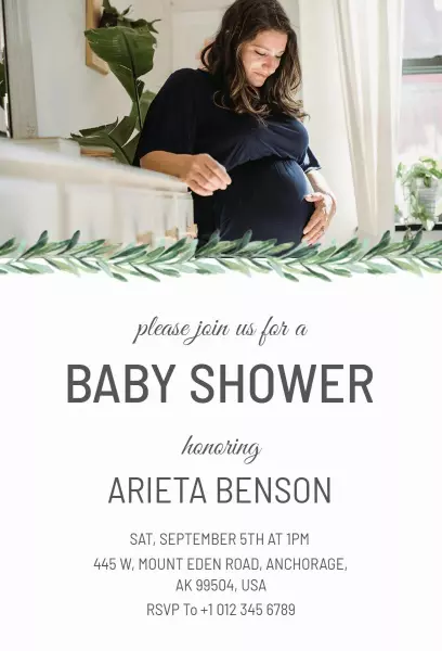 Elegant Greenery Baby Shower Celebration Invitation Template