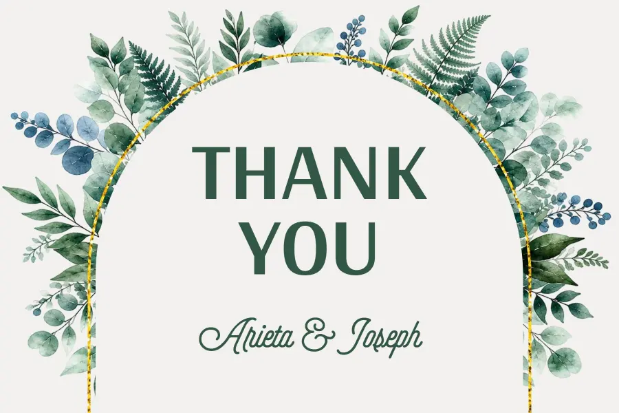 Elegant Greenery Bridal Shower Thank You Postcard Template