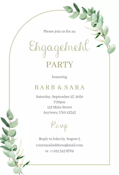Elegant Greenery Engagement Party Celebration Invitation Template