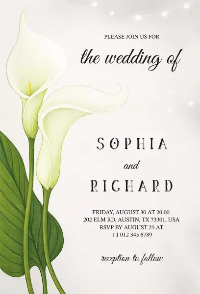 Elegant Greenery Wedding Ceremony Botanical Invitation Template