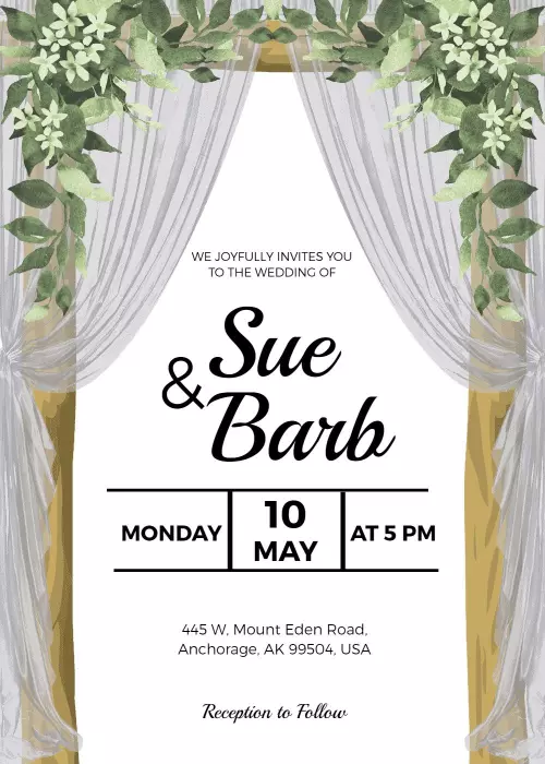 Elegant Greenery Wedding Ceremony Celebration Invitation Template
