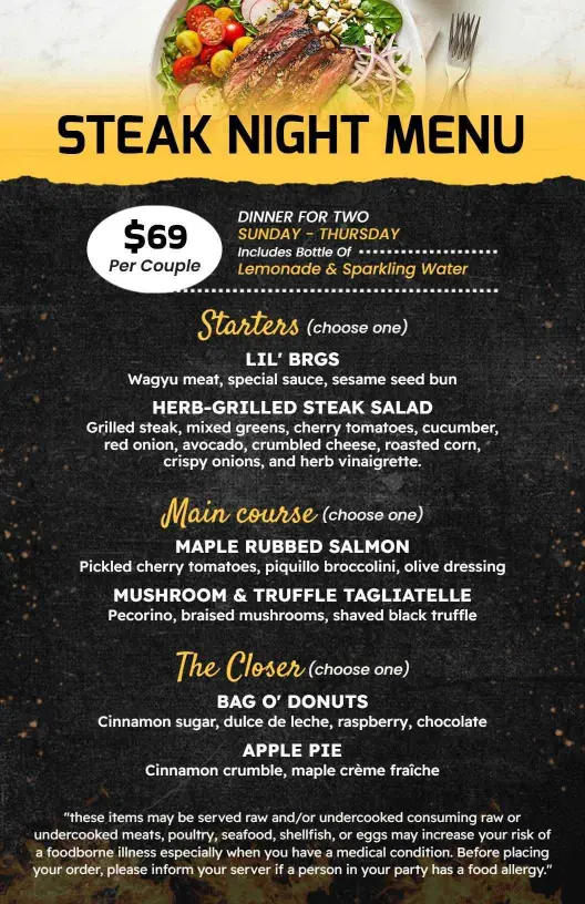 Elegant Grilled Steakhouse Dinner Menu Template