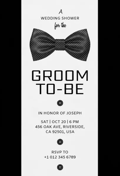 Elegant Groom-to-Be Wedding Shower Celebration Invitation Template