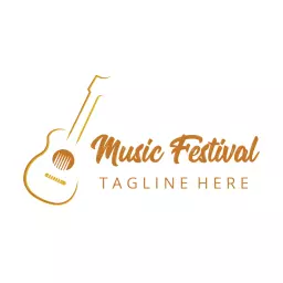 Elegant Guitar Design Celebrating Vibrant Music Festival Logo Template
