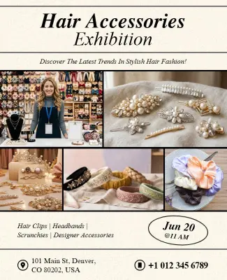 Elegant Hair Accessories Exhibition Event Poster Template