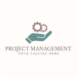 Elegant Hand Design with Gears Expressing Project Management Logo Template