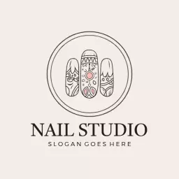Elegant Hand-Drawn Nail Art Design for Nail Studio Logo Template