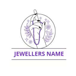 Elegant Hand Holding Jewelry Beads in Purple Design Logo Template