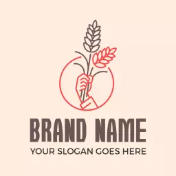 Elegant Hand Holding Wheat Stalks for Rice Industry Logo Template