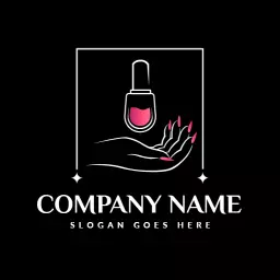 Elegant Hand with Nail Polish Bottle Enhancing Nail Art Logo Template