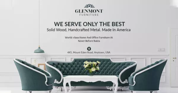 Elegant Handcrafted Furniture Display on White Background Facebook Ad Template