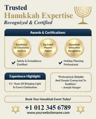 Elegant Hanukkah Event Planning Expertise Flyer Template