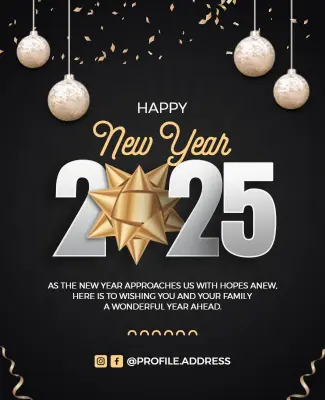 Elegant Happy New Year 2025 Greeting Flyer Template
