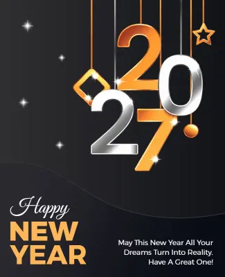Elegant Happy New Year 2027 Greetings Flyer Template