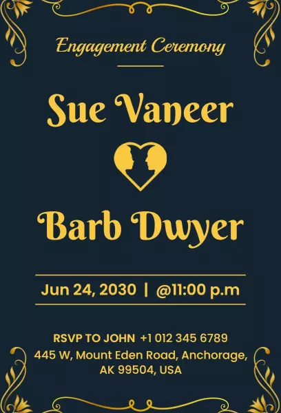 Elegant Heart Silhouette Engagement Ceremony Invitation Template