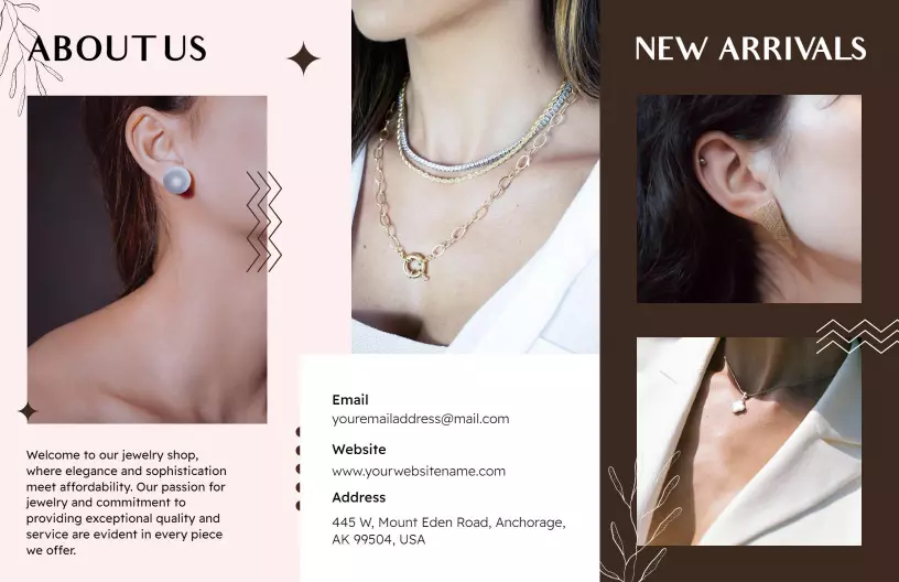 Elegant Heirloom Jewelry Collection Discount Brochure Template
