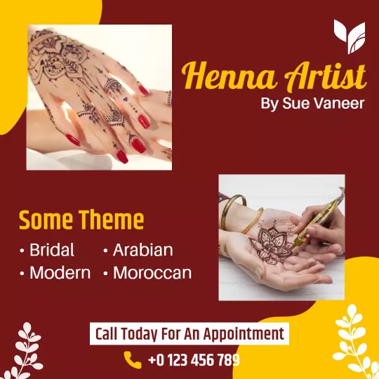 Elegant Henna Art for Bridal and Modern Designs Ad Template