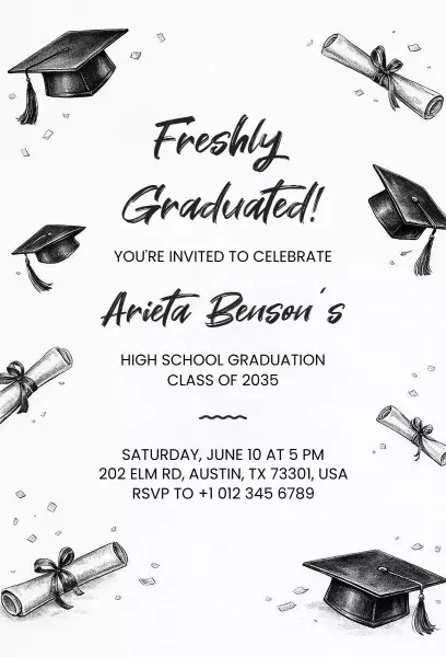 Elegant High School Graduation Celebration Invitation Template