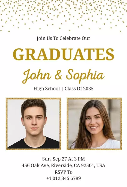 Elegant High School Graduation Celebration Photo Invitation Template