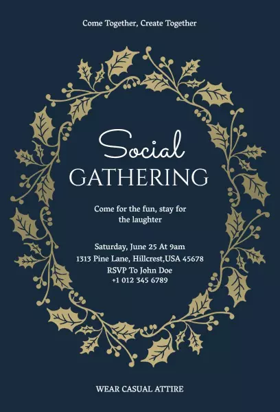 Elegant Holiday Social Gathering Casual Invitation Template