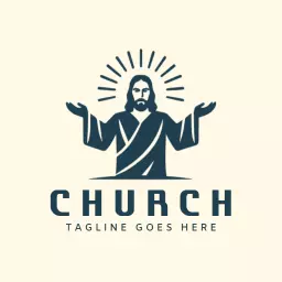 Elegant Holy Figure with Radiant Light Symbolizing Church Logo Template
