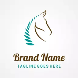 Elegant Horse Head Design with Stylized Leaves Logo Template