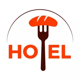 Elegant Hotel Design Featuring Gourmet Food and Fork Logo Template