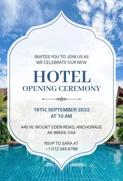 Elegant Hotel Grand Opening Ceremony Invitation Template