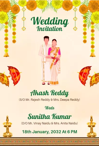 Elegant Indian Traditional Wedding Ceremony Invitation Template