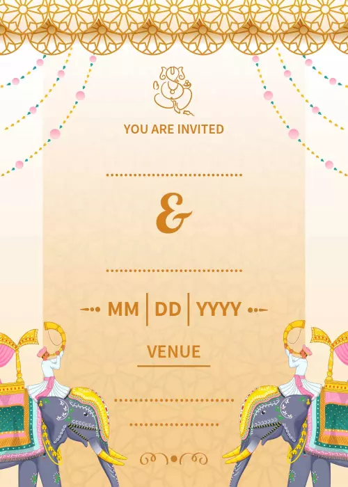 Elegant Indian Wedding Celebration Blank Invitation Template