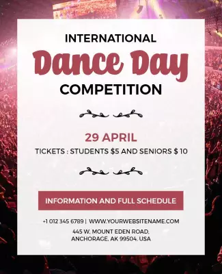 Elegant International Dance Day Competition Poster Template