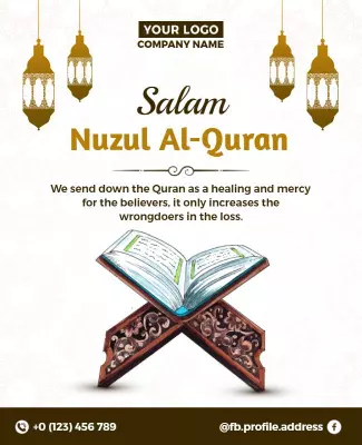 Elegant Islamic Theme Nuzul Al-Quran Celebration Poster Template