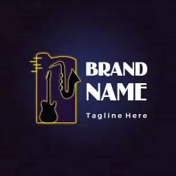 Elegant Jazz Guitar and Saxophone Design Representing Music Logo Template