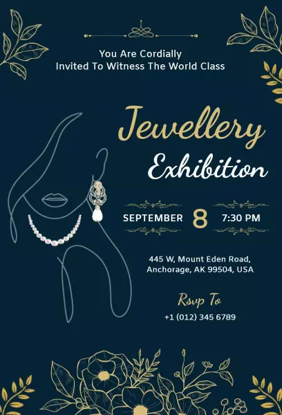 Elegant Jewellery Showcase Exhibition Invitation Template