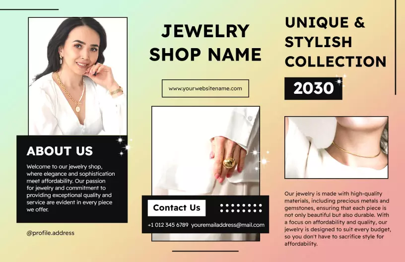 Elegant Jewelry Shop Stylish Collection Discount Brochure Template
